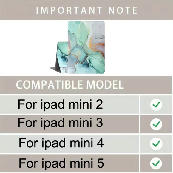 New in Packaging iPad Mini Case•For mini 2,3,4 & 5 Pink Marble Swirl - Picture 3 of 3